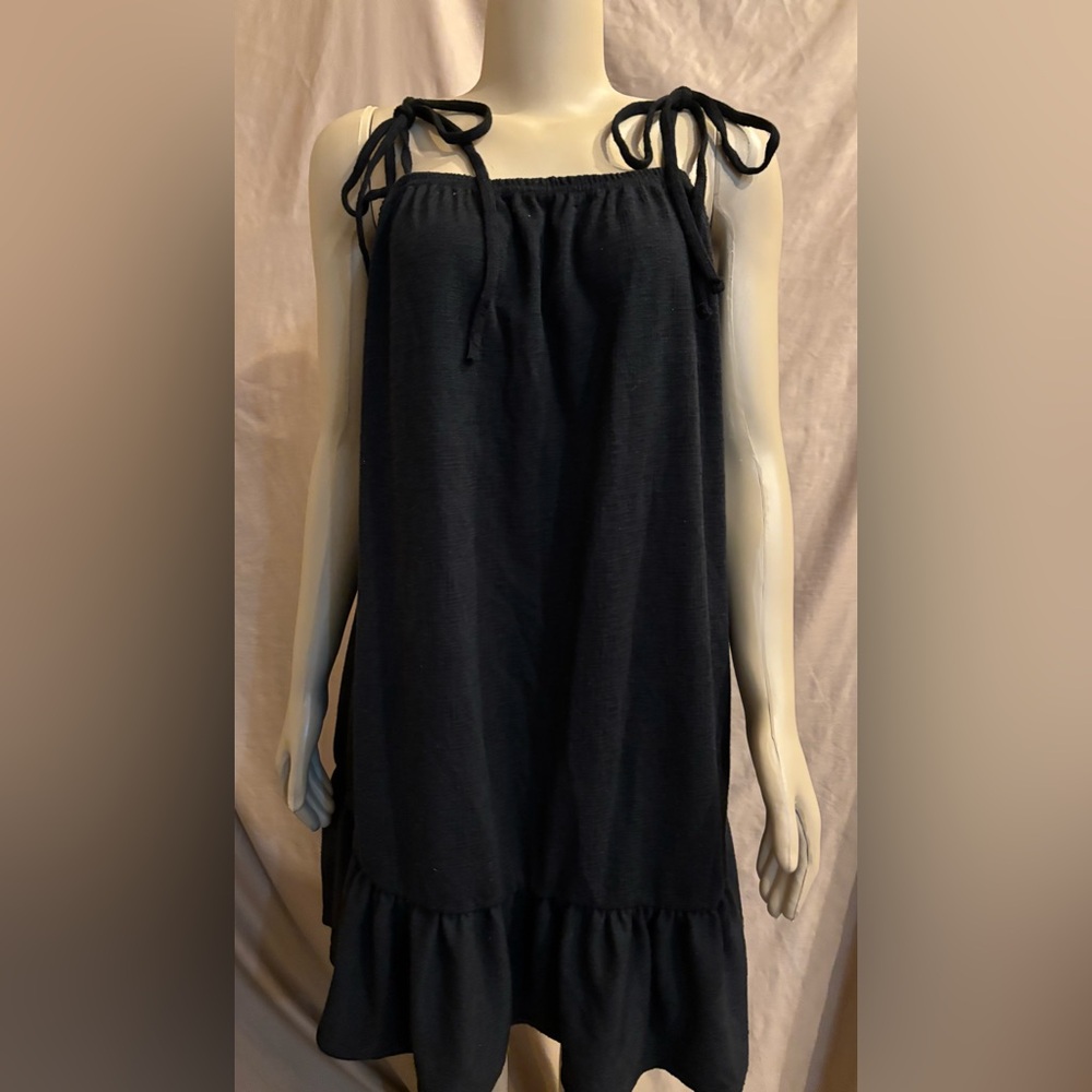 Nasty Gal Black Terry Coverup with Tie Straps